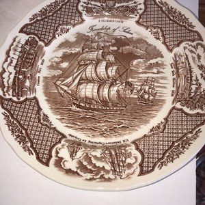 'Friendship of Salem' Transferware Plate, Alfred Meakin England, Patriotic